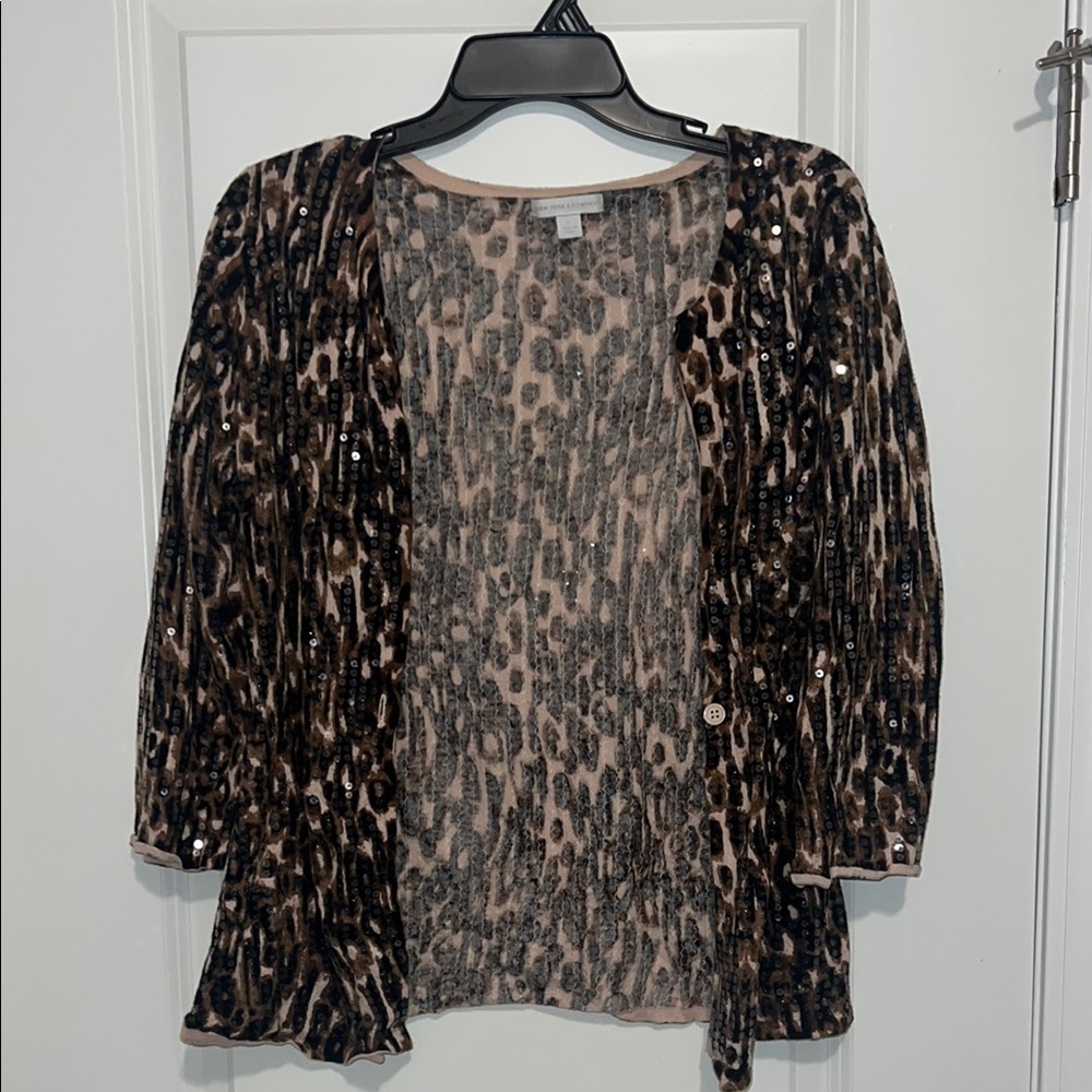 New York & Company Leopard Print Cardigan